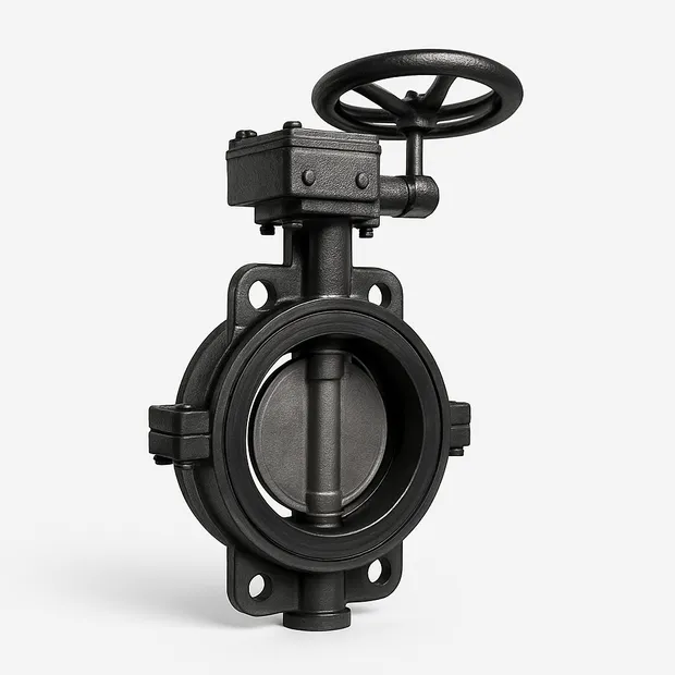 Затвор поворотный нержавеющий фланцевый дисковый с ручным приводом